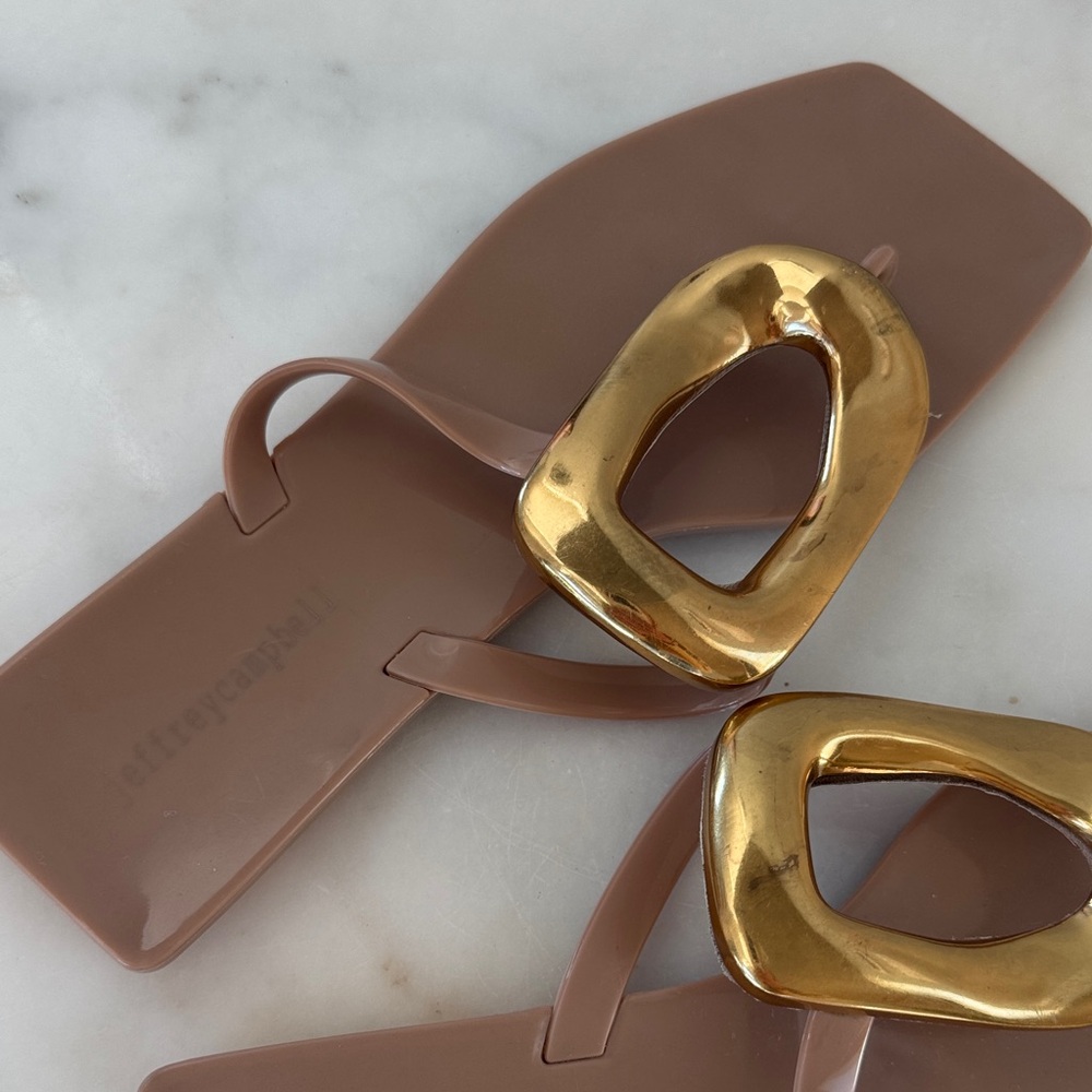 Elegant Gold and Tan Women's Sandals - Picture 3 of 4
